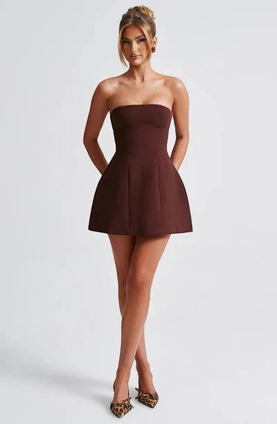Women's Elegant Strapless Mini Cocktail Dress with A-Line Silhouette