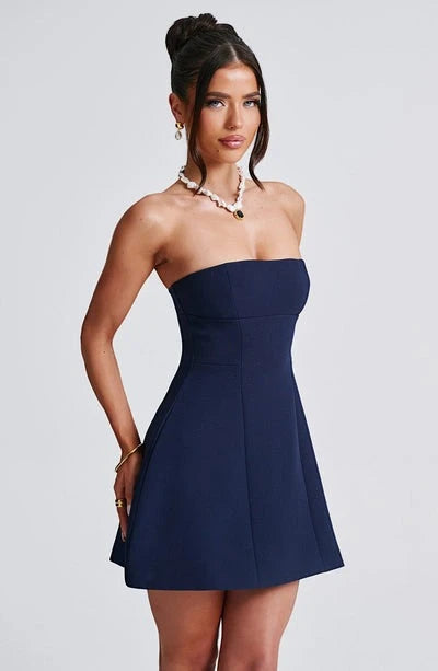 Women's Elegant Strapless Mini Cocktail Dress with A-Line Silhouette