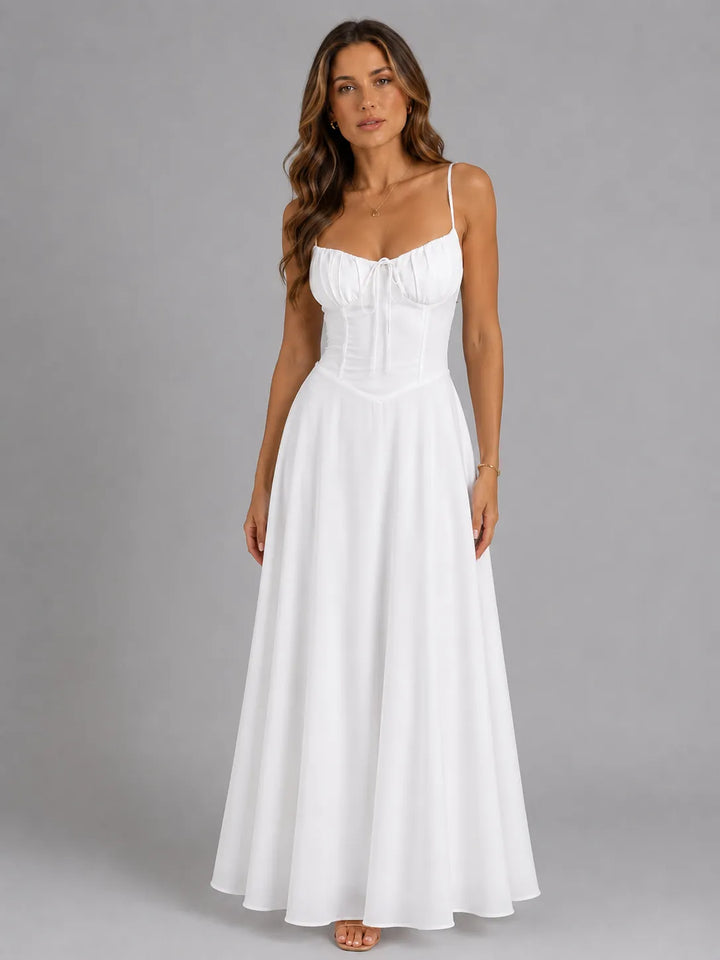 Women's Elegant Summer Maxi Wedding Guest Dress with Sweetheart Neckline