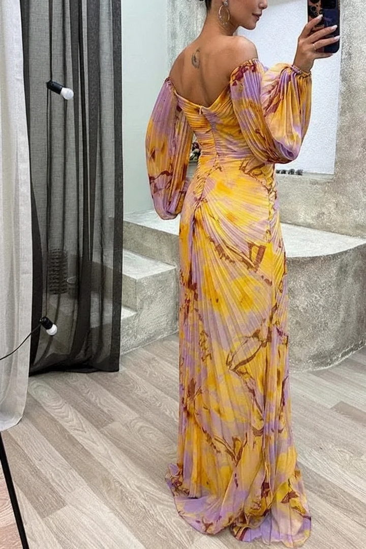 Women's Floral Formal Maxi Wedding Guest Dress with Sweetheart Neckline