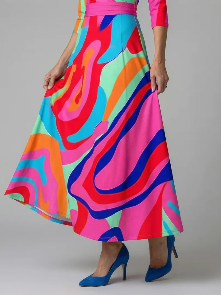 Women's Floral Wrap Maxi Wedding Guest Dress with V-Neck