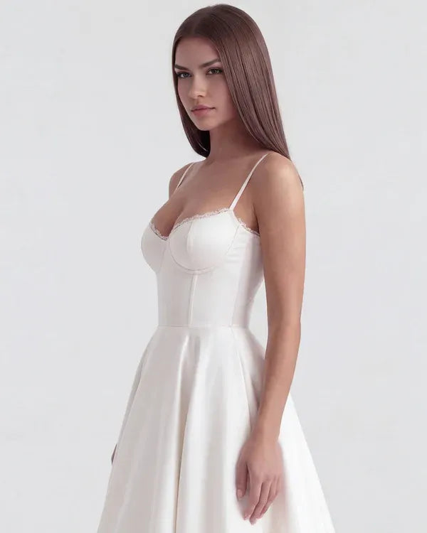 Women's Flowy Sleeveless Midi Wedding Guest Dress with Sweetheart Neckline