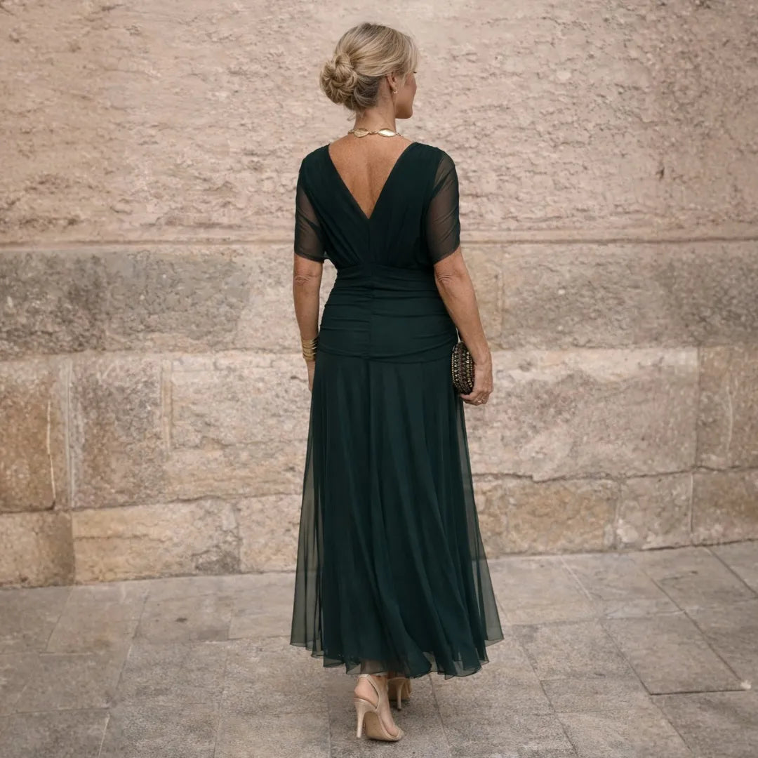 Women's Formal Bodycon Maxi Wedding Guest Dress with Ruched Detail