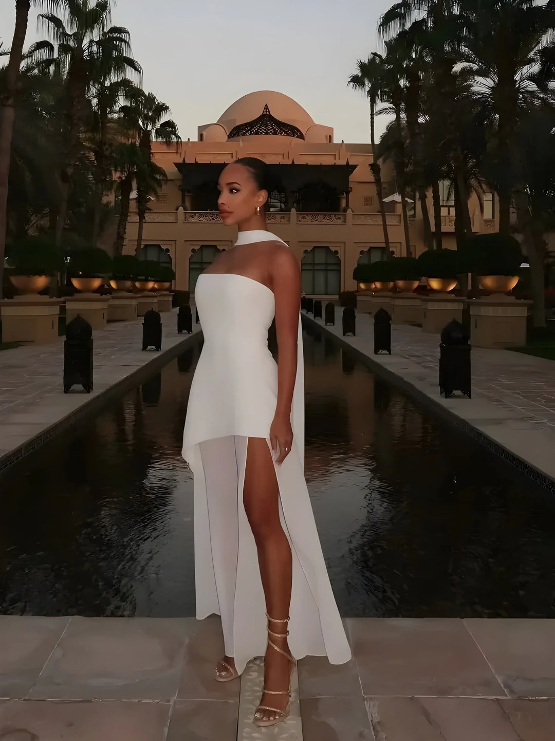 Women's Formal Elegant Maxi Wedding Guest Dress with Slit