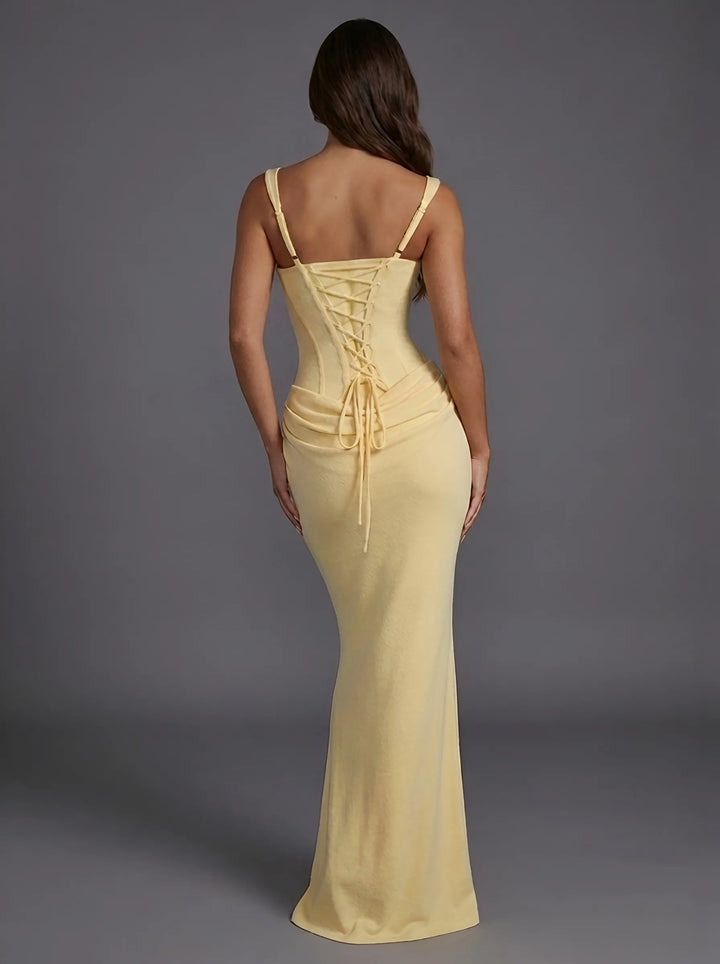 Women's Formal Elegant Maxi Wedding Guest Dress with Square Neck