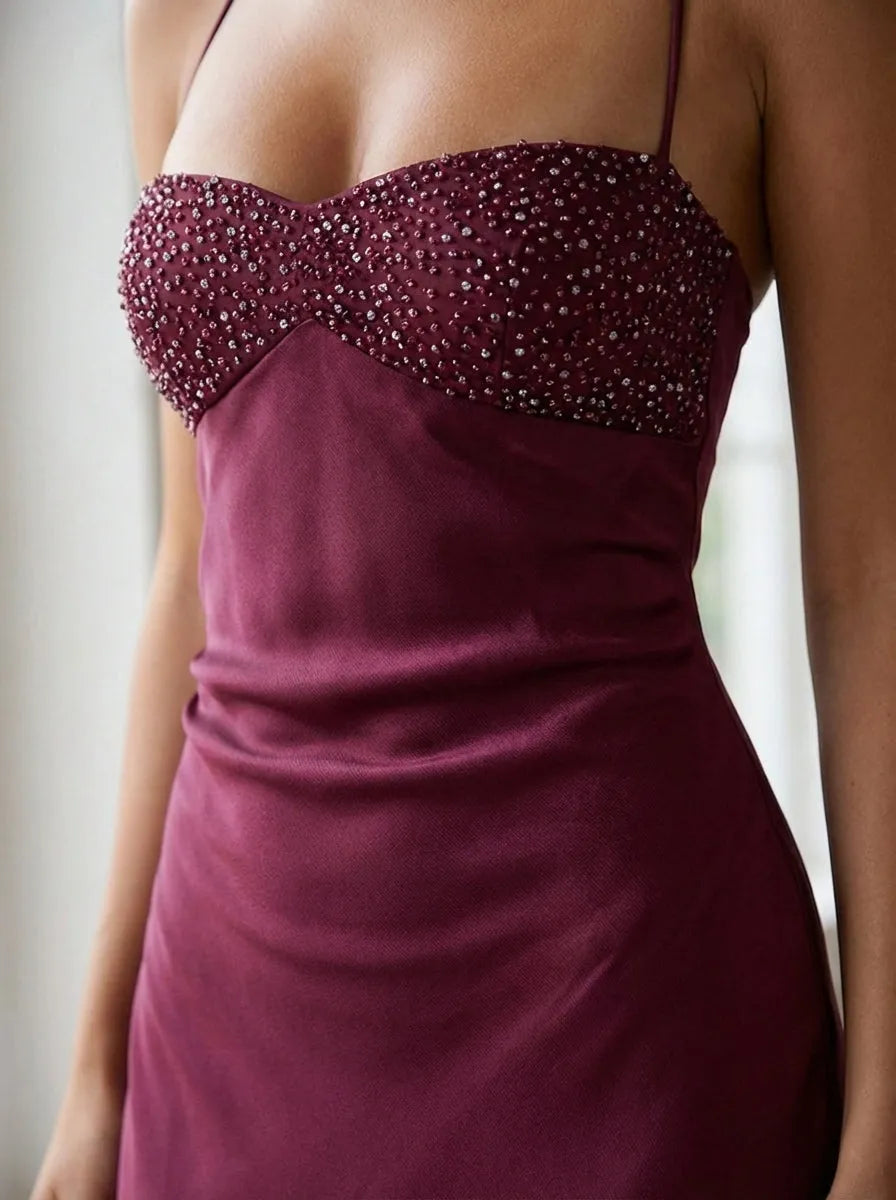 Women's Formal Elegant Maxi Wedding Guest Dress with Sweetheart Neckline