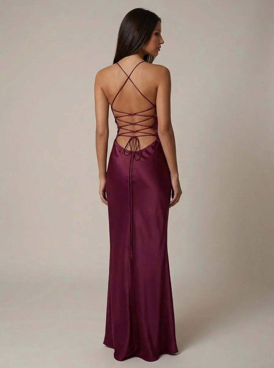 Women's Formal Elegant Maxi Wedding Guest Dress with Sweetheart Neckline