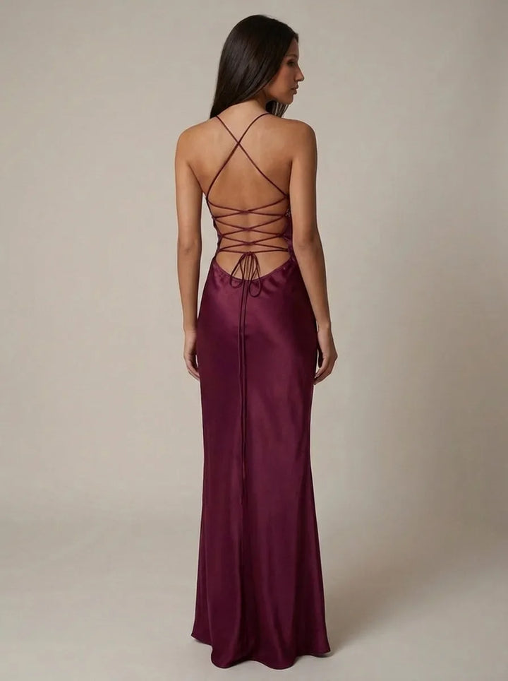 Women's Formal Elegant Maxi Wedding Guest Dress with Sweetheart Neckline