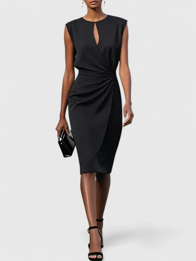Women's Formal Elegant Midi Wedding Guest Dress with Ruched