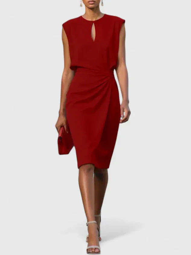 Women's Formal Elegant Midi Wedding Guest Dress with Ruched