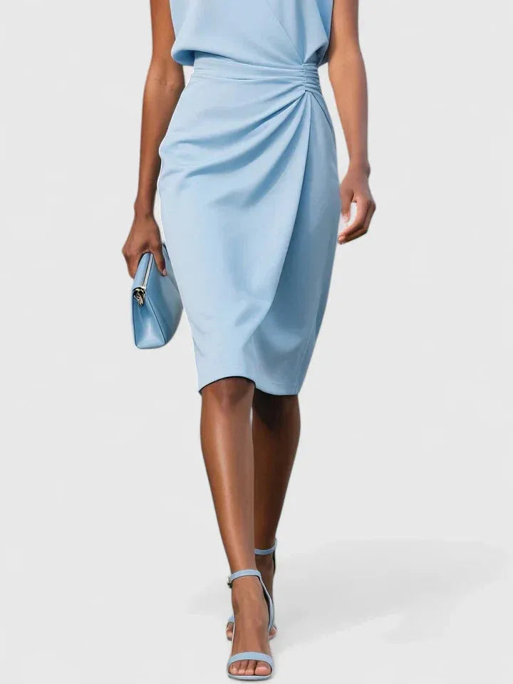 Women's Formal Elegant Midi Wedding Guest Dress with Ruched