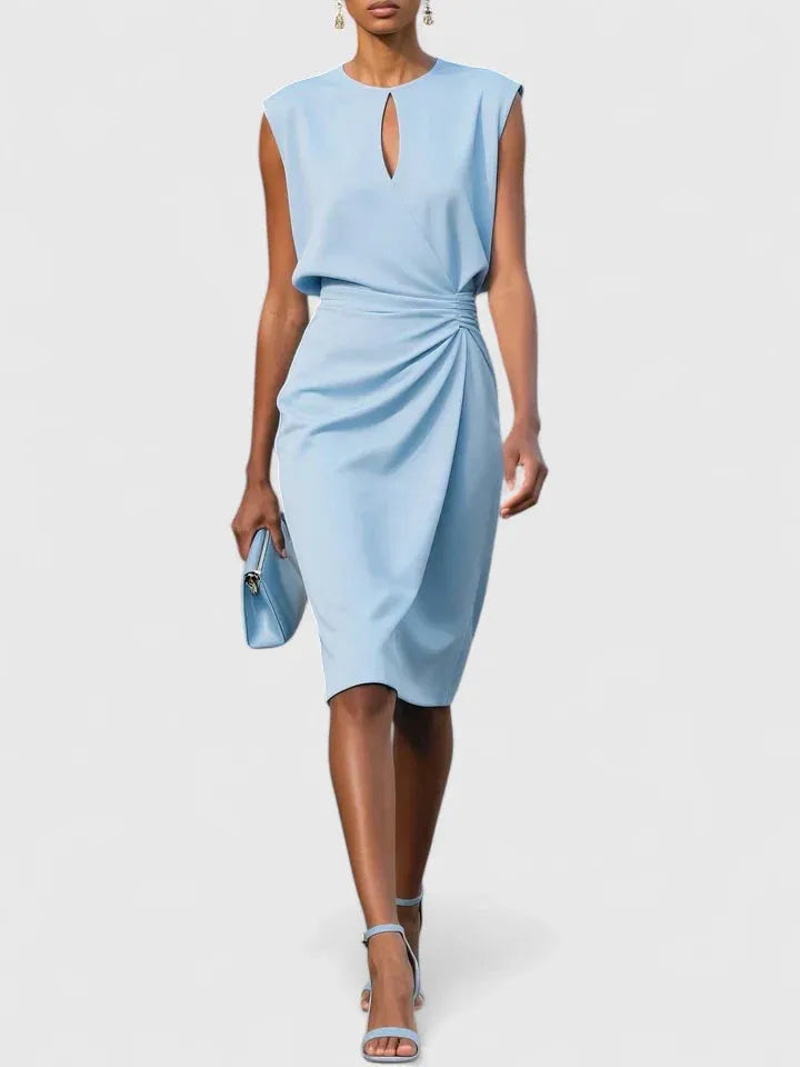 Women's Formal Elegant Midi Wedding Guest Dress with Ruched