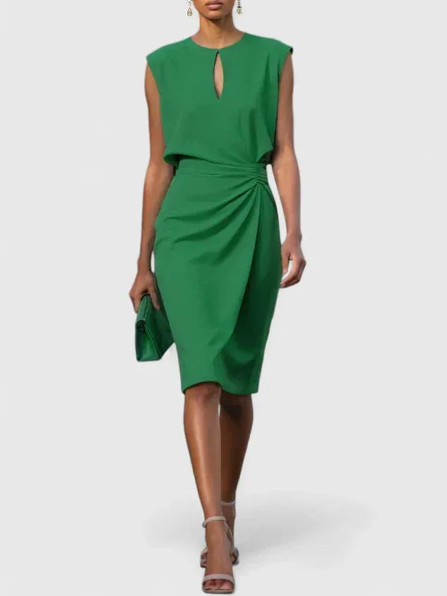 Women's Formal Elegant Midi Wedding Guest Dress with Ruched