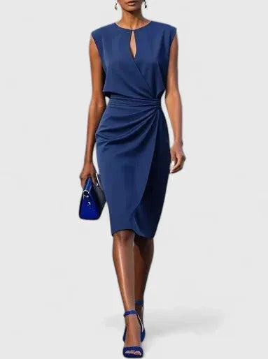 Women's Formal Elegant Midi Wedding Guest Dress with Ruched