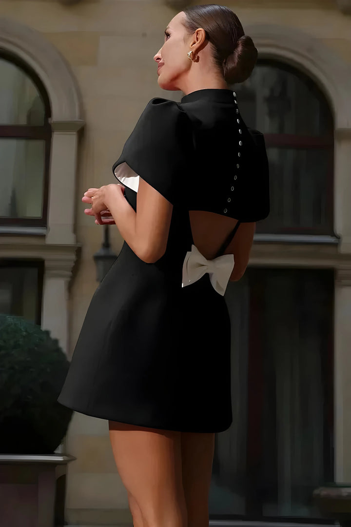 Women's Formal Elegant Mini Cocktail Dress with Statement Sleeves