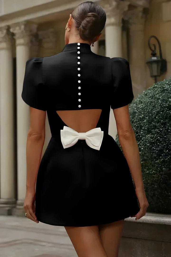 Women's Formal Elegant Mini Cocktail Dress with Statement Sleeves