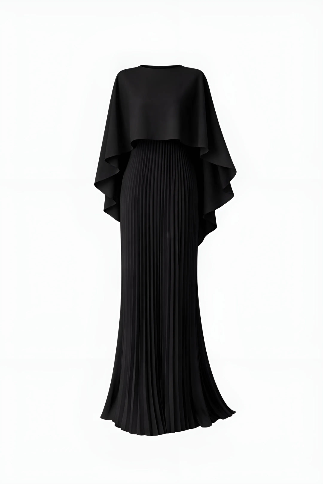 Women's Formal Pleated Maxi Wedding Guest Dress with High Neck