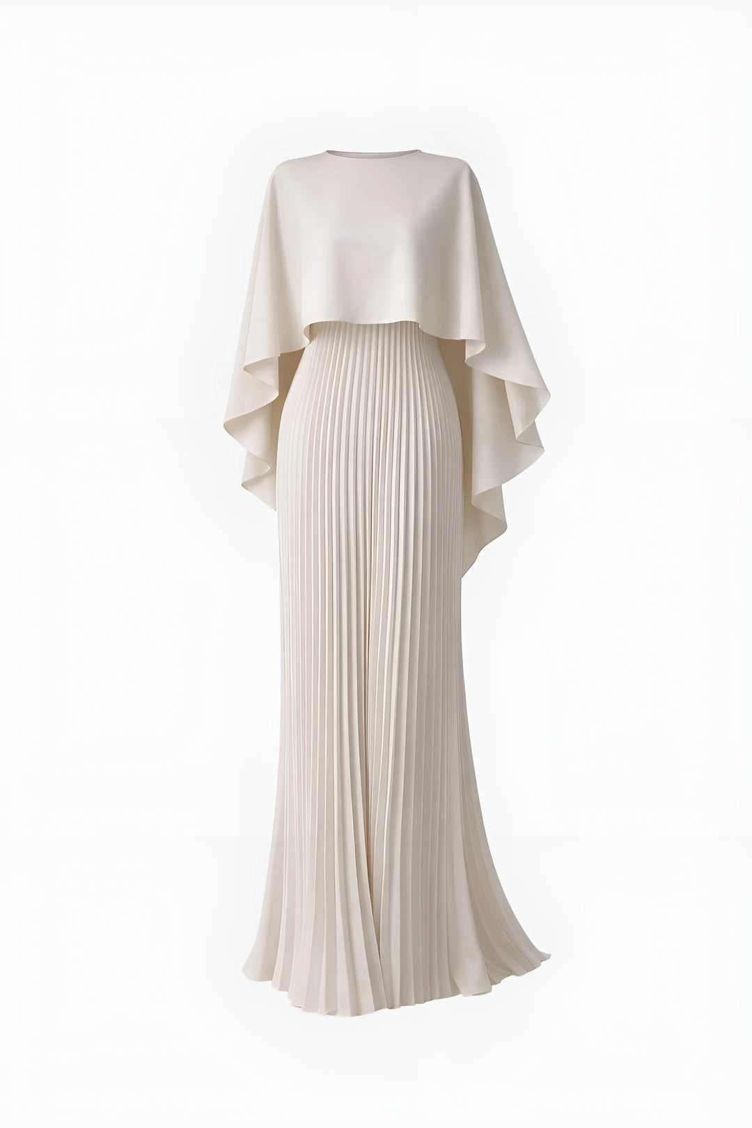 Women's Formal Pleated Maxi Wedding Guest Dress with High Neck