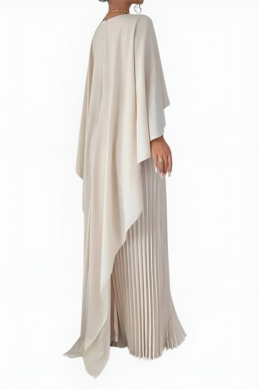 Women's Formal Pleated Maxi Wedding Guest Dress with High Neck