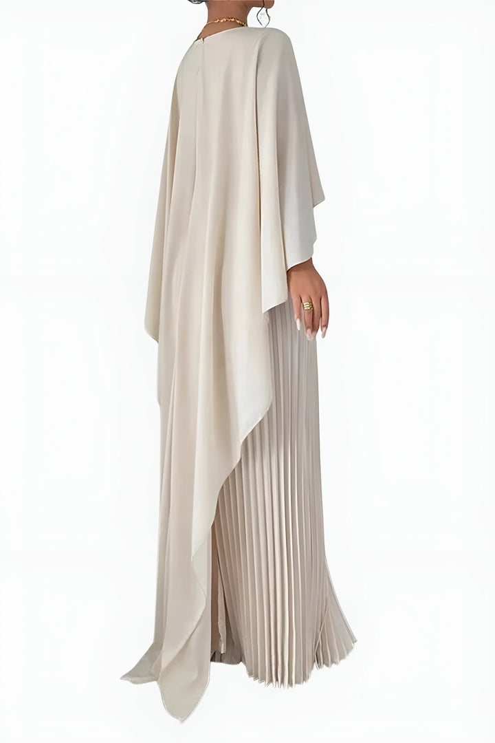 Women's Formal Pleated Maxi Wedding Guest Dress with High Neck