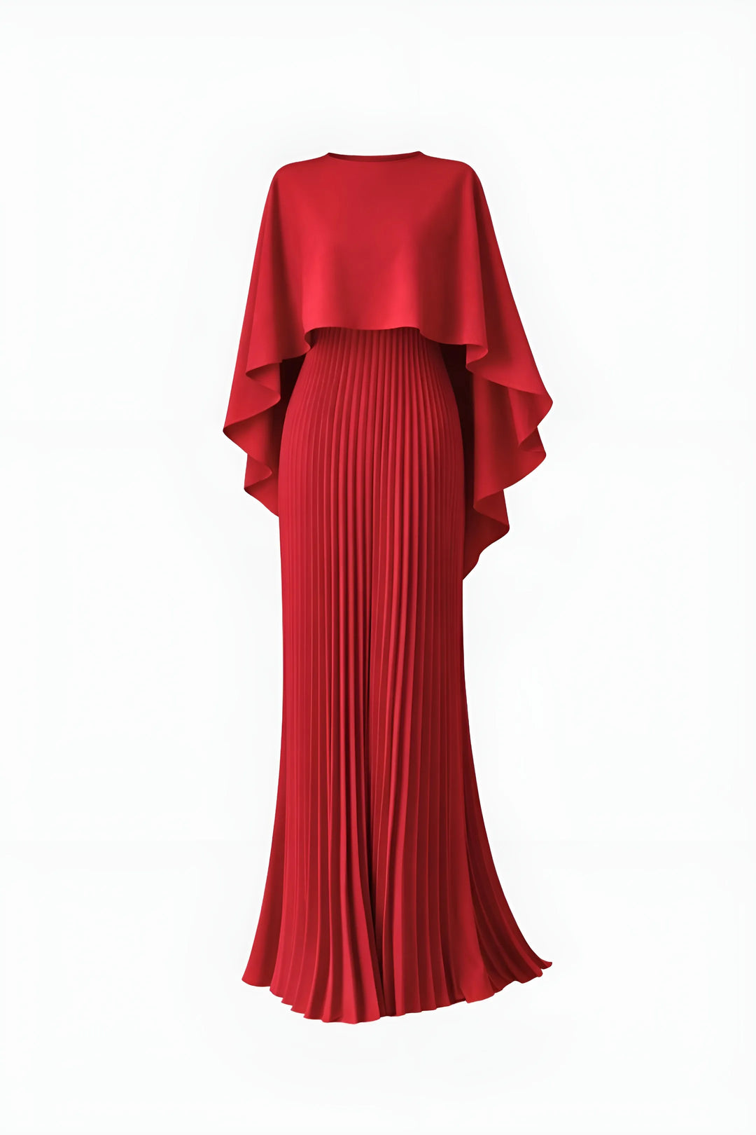Women's Formal Pleated Maxi Wedding Guest Dress with High Neck