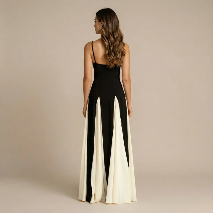 Women's Pleated Elegant Maxi Wedding Guest Dress with Sweetheart Neckline