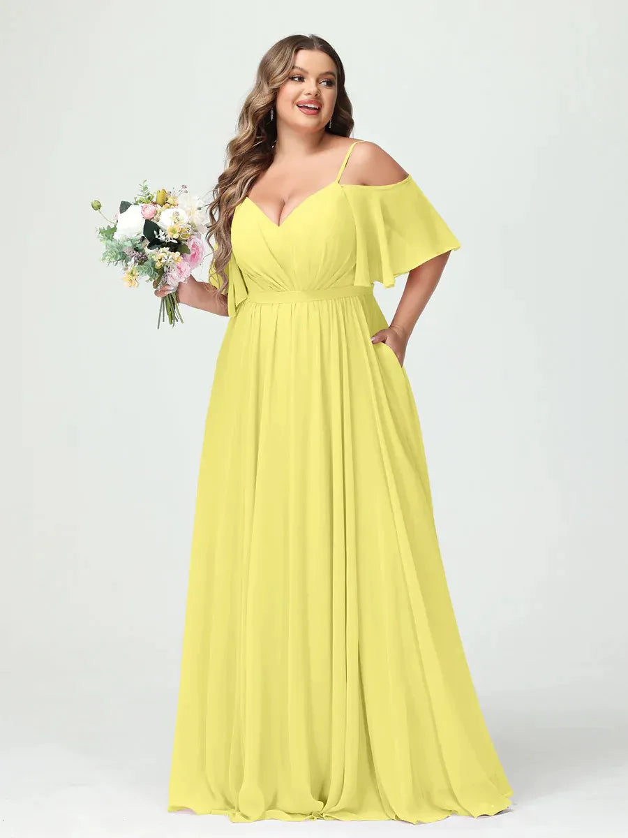 Women's Plus Size A-Line Maxi Wedding Guest Dress with Ruched