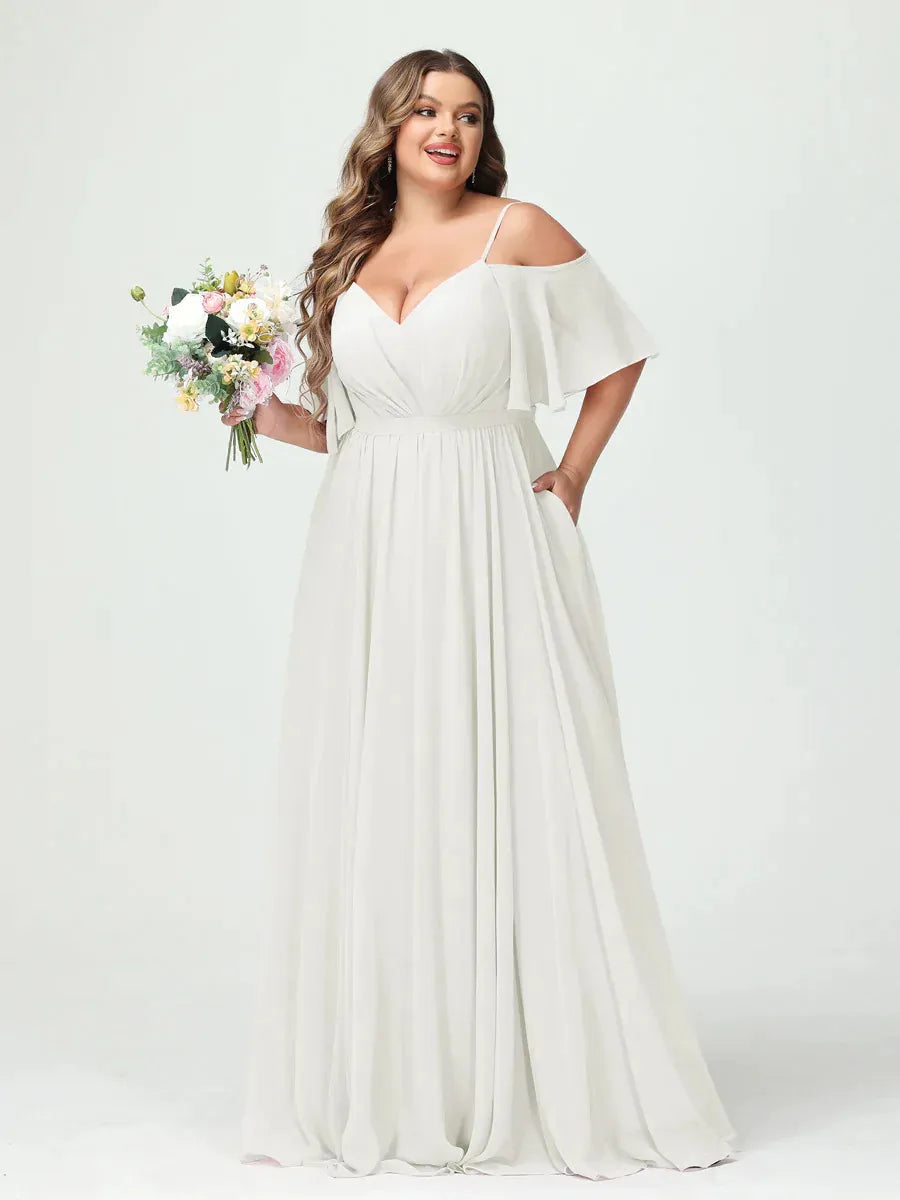 Women's Plus Size A-Line Maxi Wedding Guest Dress with Ruched