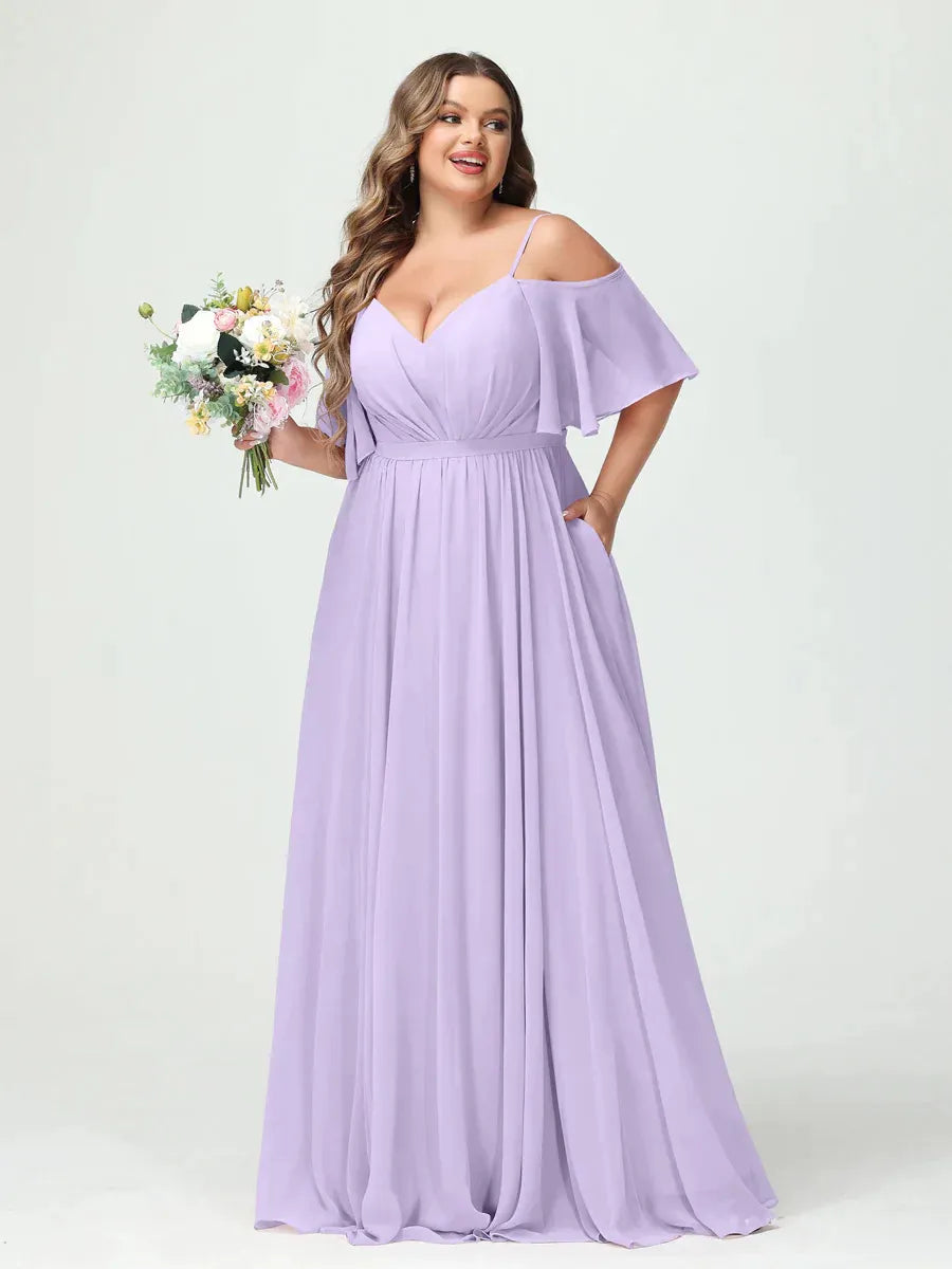 Women's Plus Size A-Line Maxi Wedding Guest Dress with Ruched
