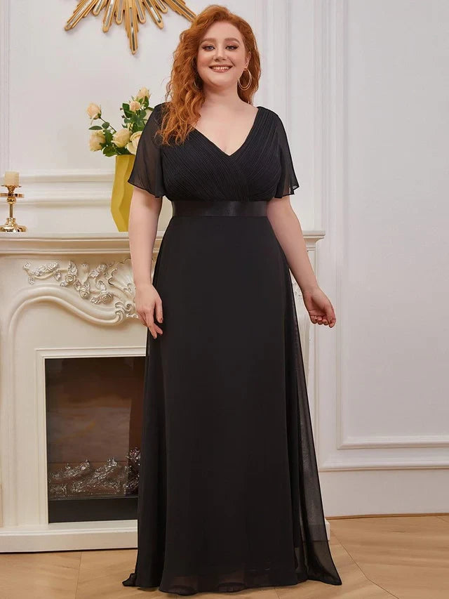 Women's Plus Size Formal Maxi  Wedding Guest Dress with Flutter Sleeves