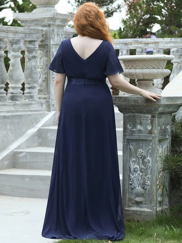 Women's Plus Size Formal Maxi  Wedding Guest Dress with Flutter Sleeves