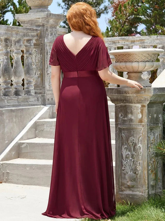 Women's Plus Size Formal Maxi  Wedding Guest Dress with Flutter Sleeves