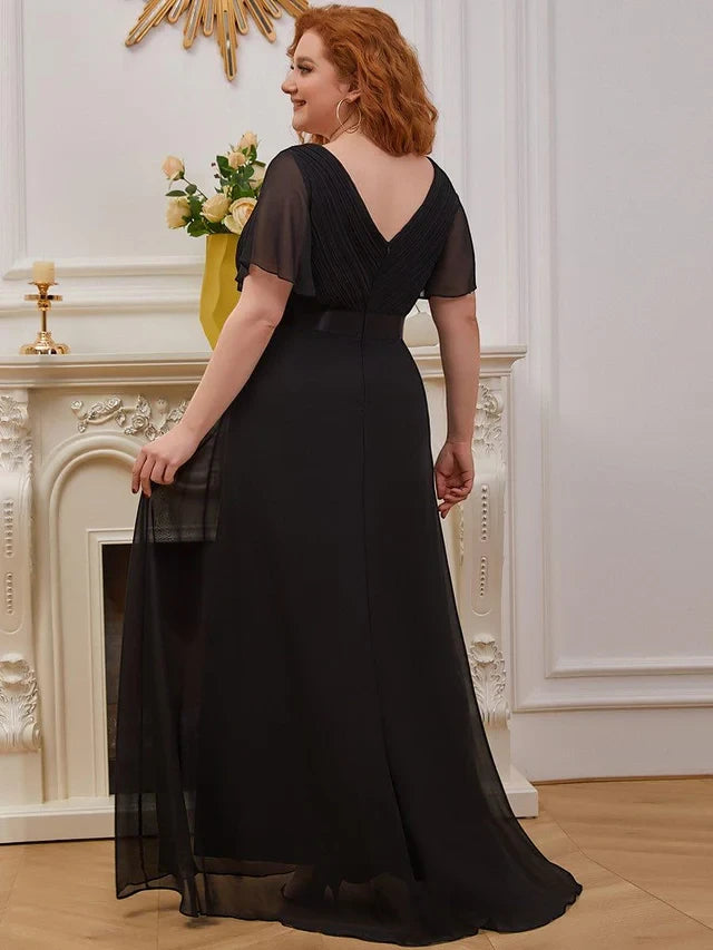 Women's Plus Size Formal Maxi  Wedding Guest Dress with Flutter Sleeves