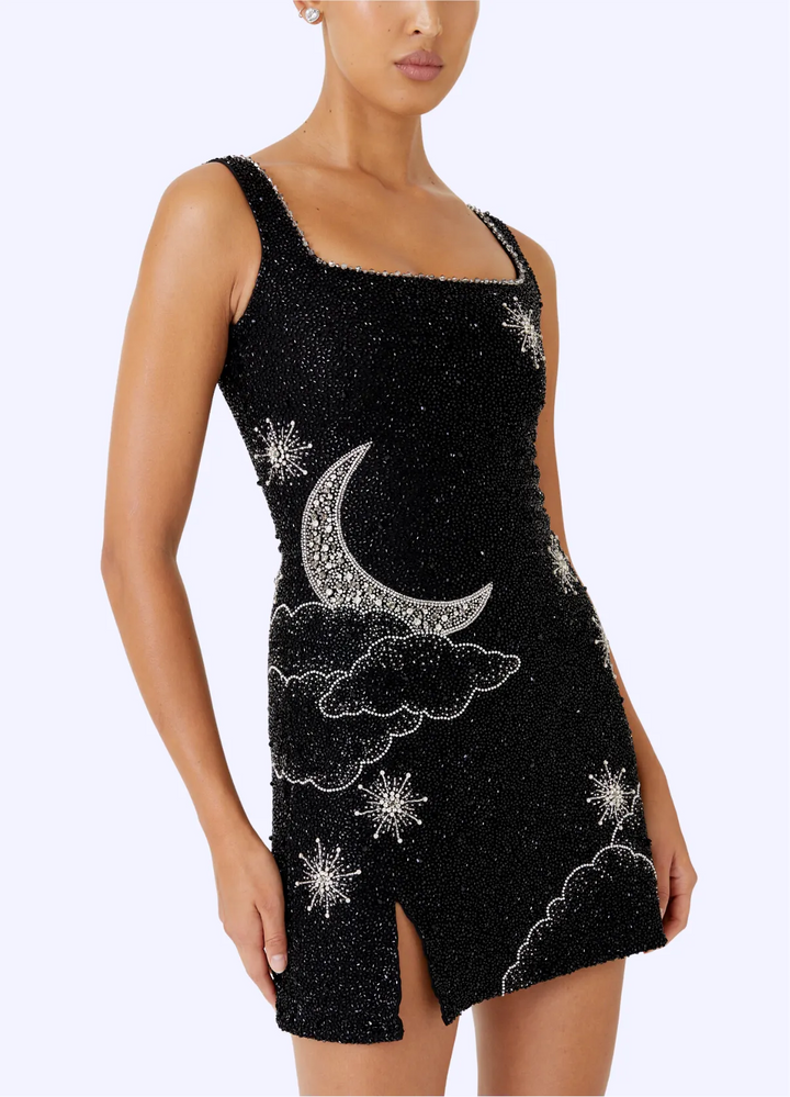 Women's Sequin Mini Cocktail Dress with Square Neck