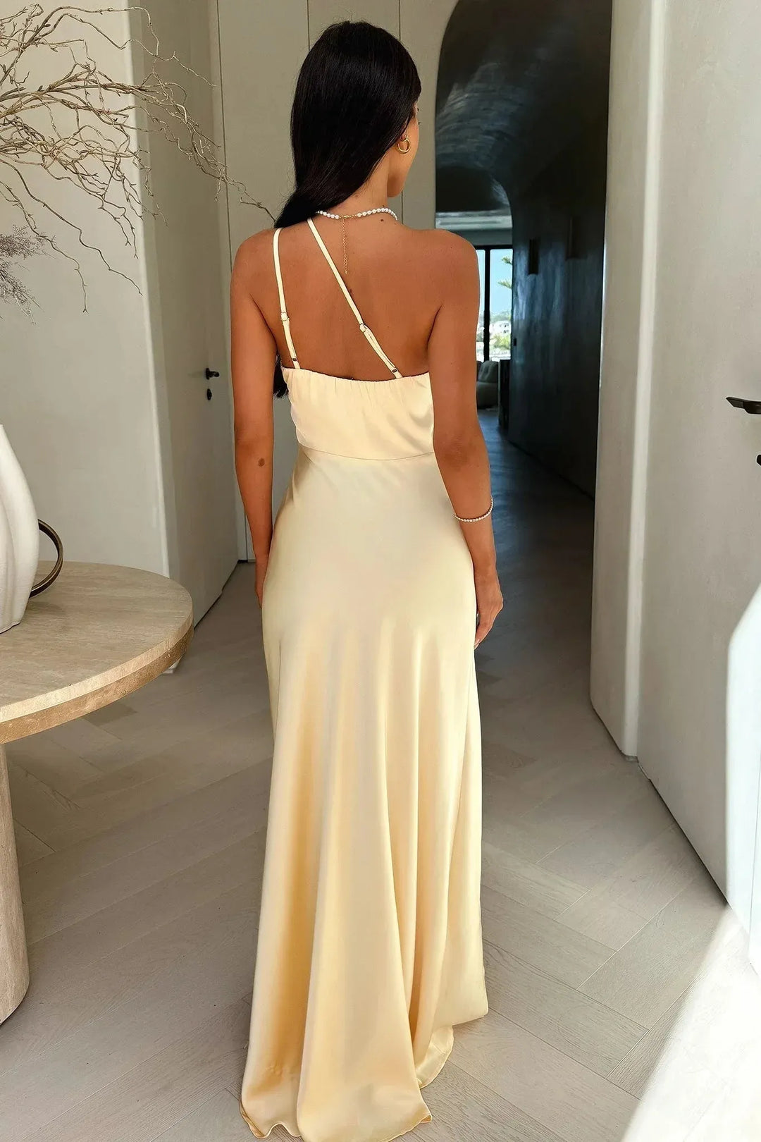 Women's Summer One Shoulder Maxi Wedding Guest Dress with Slit