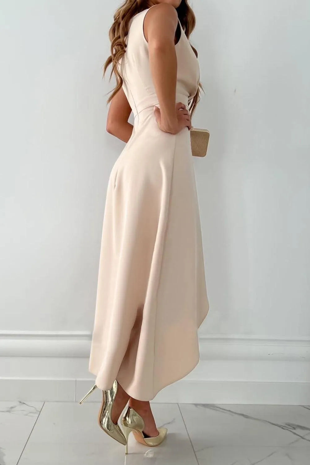 Women's Wrap Elegant High Low Wedding Guest Dress with Slit